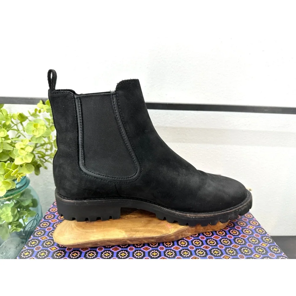 Thursday Everyday Chelsea black leather boot womens 8.5 suede‎ lug sole